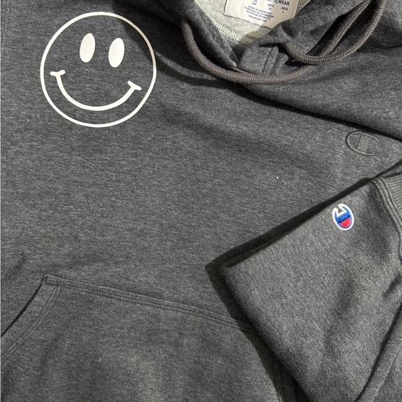 Champion Men's Gray Hoodie with Smiley Face - Picture 3 of 6